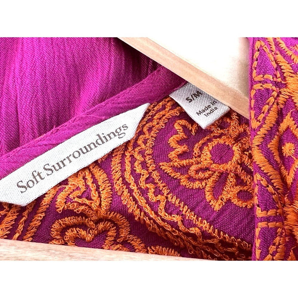 Soft Surroundings Catalpa Topper embroidered beaded tunic kimono S/M - Picture 6 of 6